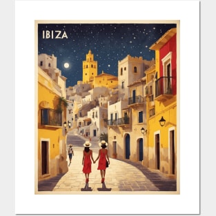 Ibiza Spain Starry Night Travel Tourism Retro Vintage Art Posters and Art